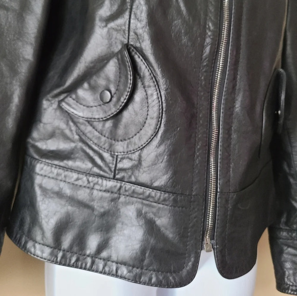 Weekend Max Mara black leather jacket Women's sz.8 - Picture 3 of 16